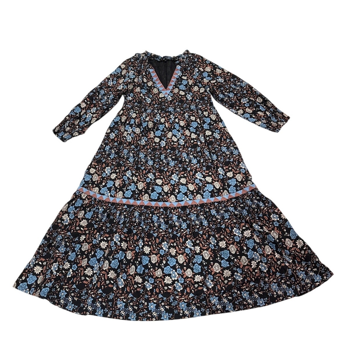 Ro's Garden Womens Medium Tiered Black Floral Garden Party Church Formal Dainty
